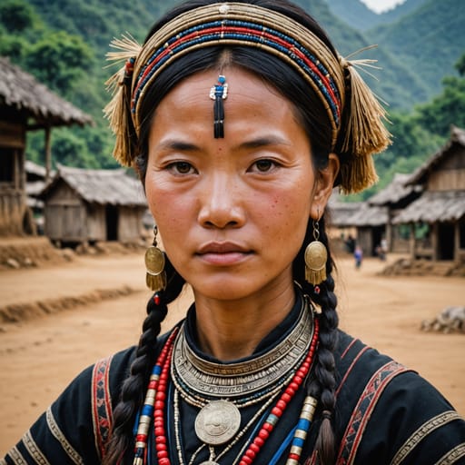 Akha Laos woman from Laos (northern mountains) and cross-border Akha