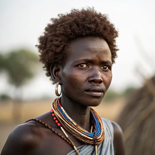 Anuak woman from Anuakia (Ethiopia), Boma (South Sudan) — related phenotype reference