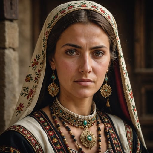 Bulgarians catalog portrait, AI-generated, face shape in view