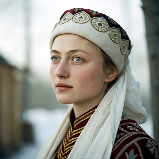 Circassiens : portrait du catalogue, généré par IA, cheveux visibles