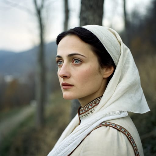 Circassiens : portrait du catalogue, généré par IA, cheveux visibles