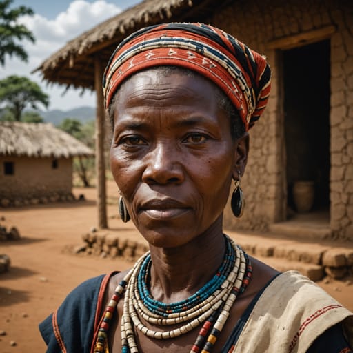 Nyaneka woman from Huíla Plateau near Lubango, Huíla Province, Angola — Southern Africa