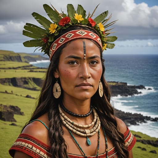 Rapa Nui woman from Easter Island (Rapa Nui)