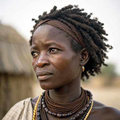 Soninkés : portrait du catalogue, généré par IA, cheveux visibles